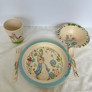 Beatrix Potter Dinnerware Kids Peter Rabbit 5pc Bamboo Meal Set Eco Cottage Baby